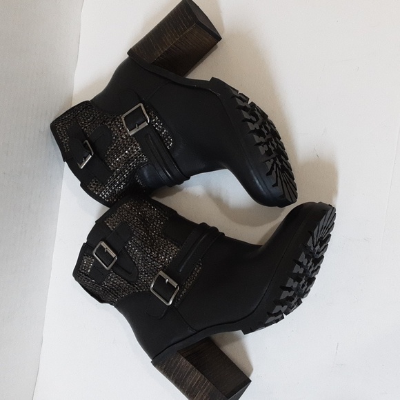 CHINESE LAUNDRY boots Women’s 10 Black Cable Knit Buckle Accent Leafy Round Toe - Picture 9 of 16